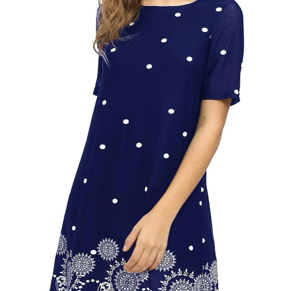 Romwe Women's Short Sleeve Floral Print Loose Casual Tunic Swing XL